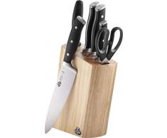 Ballarini 18790 Savuto Nero Bloc Ã couteaux en bois et acier inoxydable 7 piÃ¨ces, Bois, naturel, En 7 parties