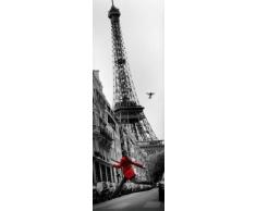 1art1 54299 Poster de Porte Paris Tour Eiffel Fille en Veste Rouge 158 x 53 cm