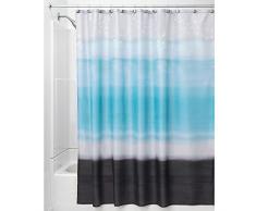 InterDesign Horizon rideau de douche, rideau baignoire arty en polyester, rideau salle de bain avec imprimÃ©s aquarelle 183,0 cm x 183,0 cm, bleu/noir
