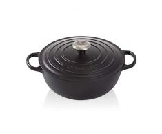 Le Creuset, Marmite Signature en Fonte Ãmaillée avec Couvercle, à 32 cm, Ronde, Compatible avec Toutes Sources de Chaleur, noir mat