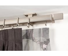 InCasa Double Tringle à Rideaux: 31 x 12 mm, L. 300 cm. en Acier satiné â Complet