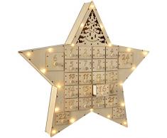WeRChristmas Calendrier de lAvent étoile décoration de Noël, en Bois, Multicolore, 43 cm