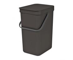 Brabantia Sort & Go, Poubelle Plastique, Gris foncé, 16 litres