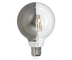 Girard Sudron 15661-LED Globe G95 Ampoule LED Filament Couronne Argent E27 (ES Edison, Blanc Chaud, 950 lumens, Dimmable, 8 W, Capuchon Doré) Transparent