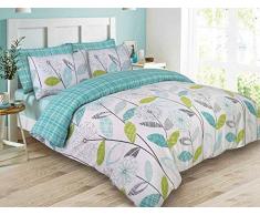 Dreamscene Allium Parure de lit avec taie doreiller, Polyester/coton, Bleu sarcelle, simple