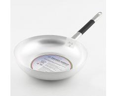 Pentole Agnelli PoÃªle Haute Ã©vasÃ©e Ã Sauter en Aluminium, Ã©paisseur 3Â mm, avec Manche en Acier Inoxydable Cool, Argent Classique 32Â cm Argent