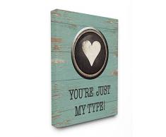 Stupell Industries Just My Type Machine à écrire Clé CÅur tendue sur Toile Décoration Murale, Multicolore