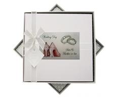 White Cotton Cards Jour aprÃ¨s Jour, sÅur et Brother Faite Medium Album Photo, Chaussures et Alliances Motif, Tissu, Blanc, 23Â x 23Â x 5Â cm