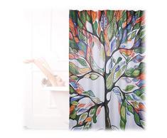 Relaxdays Rideau de Douche 200 x 180 cm Salle de Bain Motifs Arbre Anti-moisissures, colorÃ©