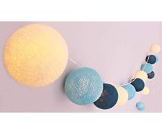 CREATIVECOTTON Guirlande Lumineuse, Boules de Coton avec Mode Timer et Mode Veilleuse (Océan, 20 boules)
