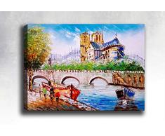 Bonamaison Peinture sur toile, multicolore, 30 x 40 cm - Conçu et fabriqué en Turquie