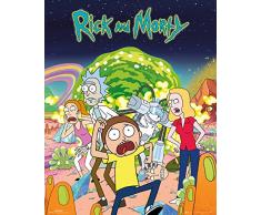 GB eye Mini poster Rick and Morty, groupe 40 x 50 cm, bois, multicolore, 65 x 3,5 x 3,5 cm
