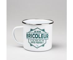 LES BONS GARS 04208000014 Tasse Bricoleur-04208000014, Métal, Blanc, 9,5 cm