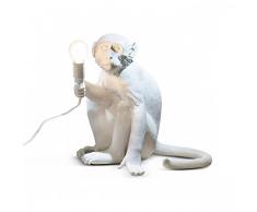 Seletti 14882 Monkey Lampe singe assisÂ en rÃ©sine,Â hauteur 32Â cm, blanc 34Â x 30Â cm 40,4Â x 37Â x 33,6Â cm