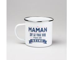 LES BONS GARS 04208000003 Tasse Maman-04208000003, Métal, Blanc, 9,5 cm