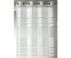 HomeMaison Voilage Fantaisie à Rayures Horizontales, 100% Polyester , Ivoire