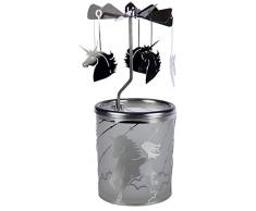 Kerzenfarm 84387 Photophore en Verre Motif Licorne ArgentÃ© 16 x 6 x 6 cm