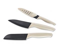 Berghoff 3700419 Set de Couteaux CÃ©ramique 3 PiÃ¨ces, PolypropylÃ¨ne, Beige, 16,5 x 30,5 x 3 cm