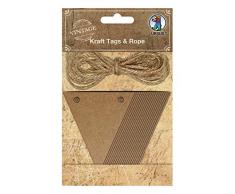 URSUS 40650005 Lot de 20 fanions en papier kraft avec ficelle de jute 4,5 m personnalisables pour dÃ©coration de fÃªte Marron Taille unique