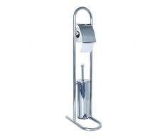 homeXpert 141311 Brosse de WC en Acier affiné, Métal, Argent, 30x80x16,5 cm