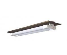 115/2x10/ME - Plafonnier tôle plate en marron vieilli, droit à 220 V, pour 2 tubes LED de 10 W.