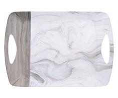 Creative Tops C000314 Plateau de service en plastique Motif marbre et bois Blanc/gris