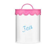 Premier Housewares 0507936 Boîte à Thé en Fer Galvanisé Recouvert Poudre Finition Lacet Rose