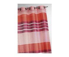 HomeMaison Voilage Fantaisie à Rayures Horizontales, 100% Polyester, Piment, 140 x 240 cm