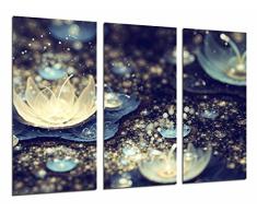 Tableau Moderne Photographique, Impression sur bois, Fleur de nénuphar, bulles de luminosité, 97 x 62 cm, ref. 26570