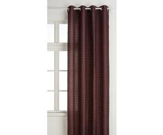 Home Maison 09374-8-AL Rideaux Jacquard avec Oeillets Ronds Prune/Argent 135 x 260 cm