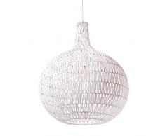 Luminaire Hina, suspension rotin, 60 W, blanc, Ã¸ 44 x H 52 cm