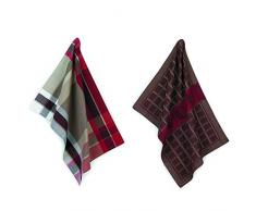 kela Set torchon de Cuisine Chocolat 50x70cm 2 piÃ¨ces en Coton, Brun/Blanc/Rouge, 50x70x1 cm