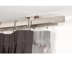 InCasa Double Tringle Ã Rideaux: 31 x 12 mm, L. 260 cm. en Acier satinÃ© â Complet
