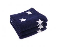 Lasa Stars-Set de Serviette de Toilette 33 x 50 cm Toilette 50 x 100 cm 70 x 140 cm Marino