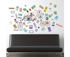 WALPLUS Sticker Mural Amovible Autocollant Mural Art Stickers Autocollants Ã©tiquettes Bagages Cadre Photo Home Restaurant DÃ©coration DIY Salon Chambre DÃ©cor 130Â cm x 60Â cm, Multicolore