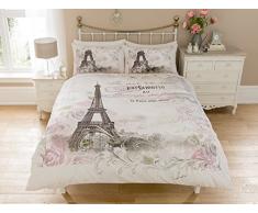 Sleep Down Paris Parure de lit réversible Motif Tour Eiffel, Coton Polyester, Multicolore, Double