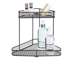 iDesign 09757EU Vienna étagère dangle, Panier Pratique en métal à Deux étages, Rangement Salle de Bain pour cosmétiques ou shampooing, Noir Mat, Taille Unique