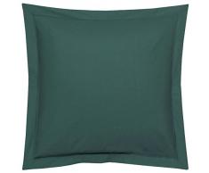 Blanc des Vosges Uni Satin Taie Coton Bleu Paon 65x65 cm