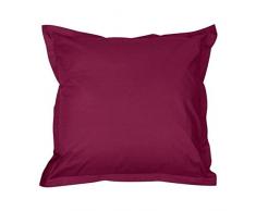 Vent du sud TOMANOIRAU Manoir Taie dOreiller Unie en Coton Percale Aubergine 65 x 65 cm