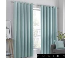 Fusion Strata Paire de Rideaux occultants à Åillets, Bleu Canard, 66 Width x 54 Drop (168 x 137cm)