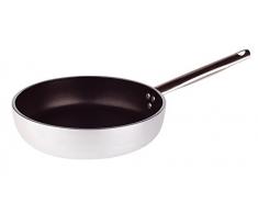 Pentole Agnelli Platinum Poêle en Aluminium, épaisseur 5 mm, Droite avec Manche Tubulaire en Acier Inoxydable, Argent 24 cm Argent