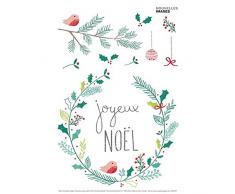 Draeger - Stickers Fenêtre - Adhésifs Déco pour égayer Vos fenêtres - Stickers Noël en polypropylène - 1 Planche 24 x 36 cm de 10 décorations Couronne Noël