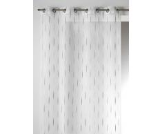 Home Maison 09368-8-AL Voilage Etamine Jacquard Fils Coupes avec Oeillets Ronds Gris/Argent 140 x 260 cm