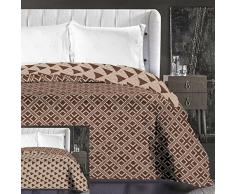 DecoKing Hypnosis Collection Triangles Couvre-lit Beige Cappuccino Marron Chocolat Jeté de lit Double Face Facile dentretien Motif géométrique Brown Chocolate, Polyester, Marron/Beige, 170 x 210 cm