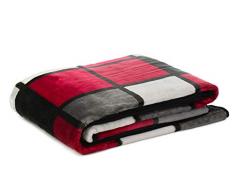 Gözze Cashmere Feeling Couverture, Polyester, Rouge/Bordeaux/Noir/Blanc, 150 x 200 cm