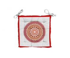 Soleil docre Mandala Dessus de Chaise, Coton, Orange, 40 x 40 x 5 cm