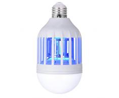 Ampoule 2 en 1 anti-moustique destructeur dinsecte LED E27 blanc/bleu BULBY MOSQUY H15cm