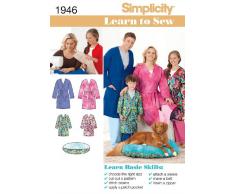Simplicity 1946 Patrons pour apprendre à réaliser des robes de chambre pour enfants, adolescents et adultes Tailles XS - L / XS - XL