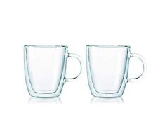 Bodum - 10604-10 - Bistro - Set de 2 Mugs en Verre Double Paroi avec Anse - 30 cl,Transparent
