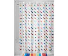 InterDesign Stiletto rideau salle de bain lavable à motifs escarpin pour la douche ou la baignoire, rideau de douche en polyester, multicolore